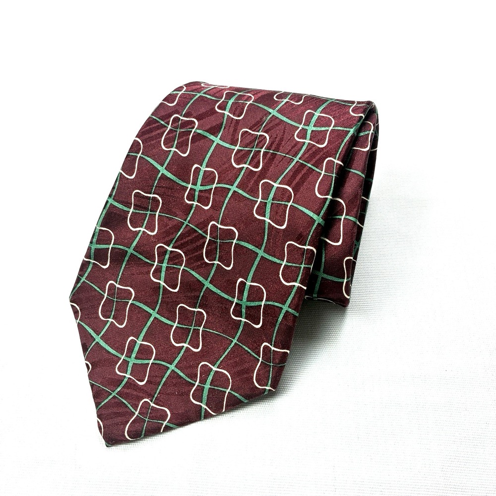 Polo Ralph Lauren Silk Tie Burgundy Abstract Art Print Hand Made USA